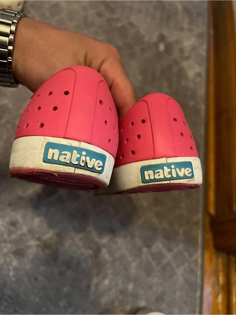 Native Pink Slip-On Perforated Rubber Sneakers